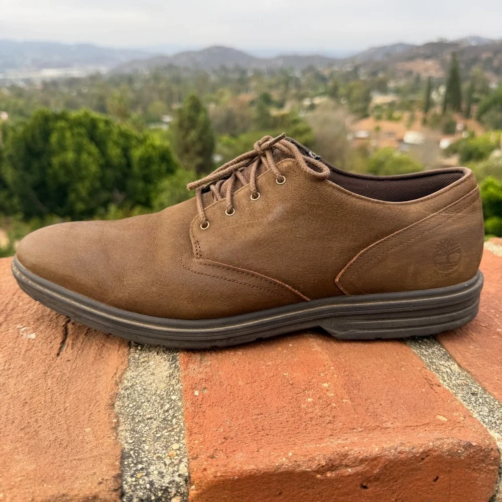 Timberland Hoverlite Mens Brown Leather Waterproof Oxford Shoes A1QD4 Size 11.5